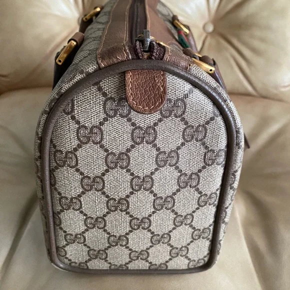Vintage Gucci Boston Bag GG Monogram + Unbranded Web Stripe Strap - Picture 5 of 15